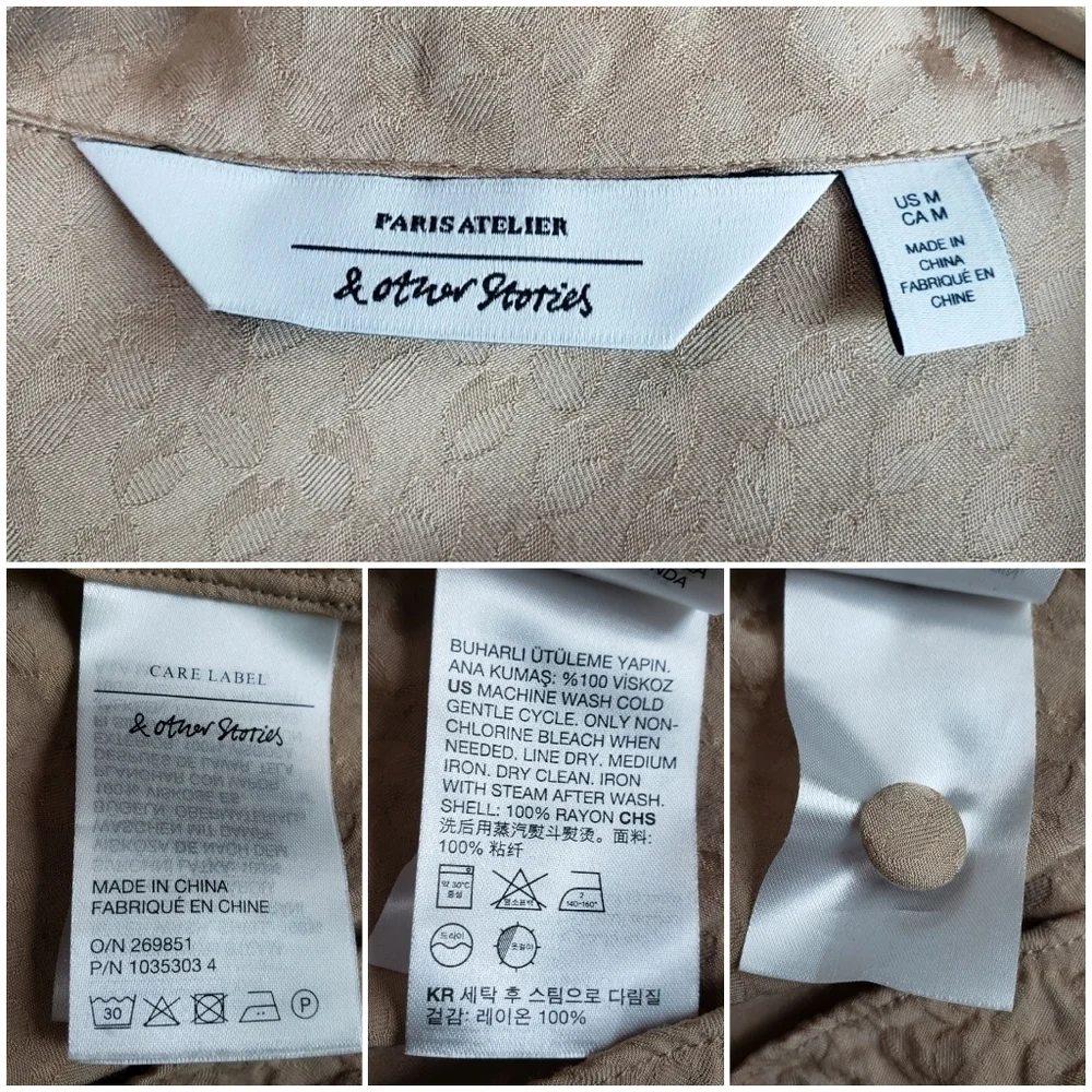 Other Stories Pajama Top Satin Textured Medium